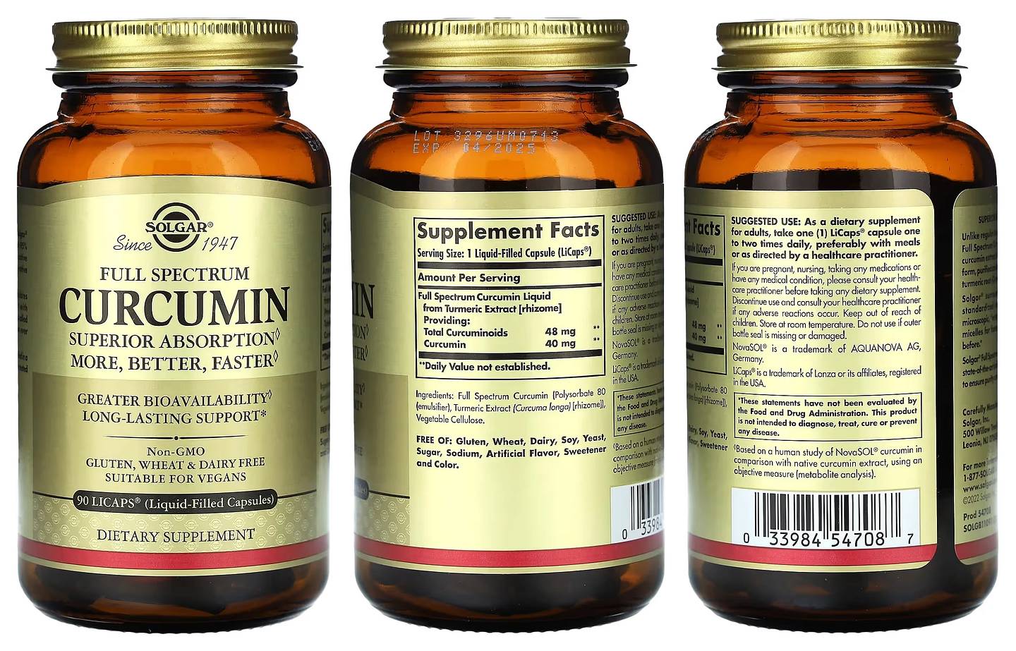 Solgar, Full Spectrum Curcumin packaging