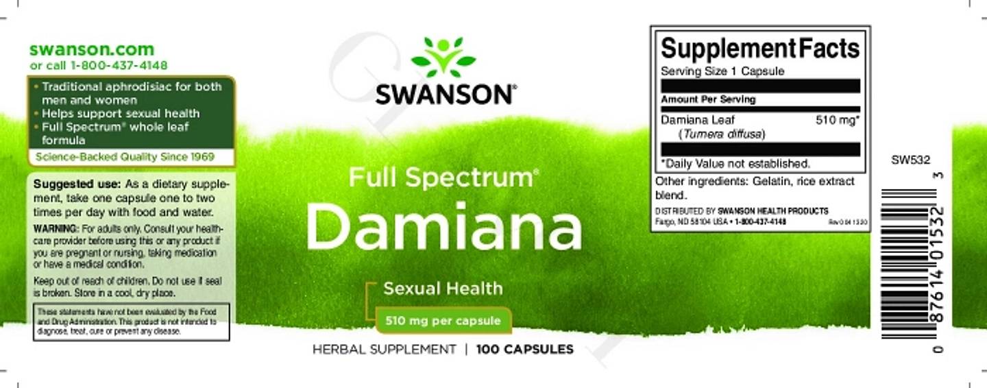 Swanson, Full Spectrum Damiana label