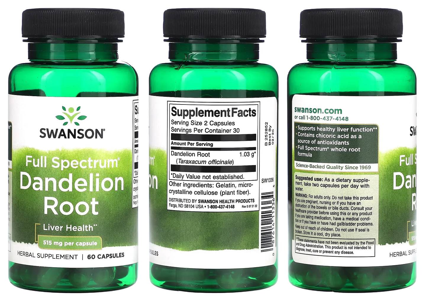 Swanson, Full Spectrum Dandelion Root packaging