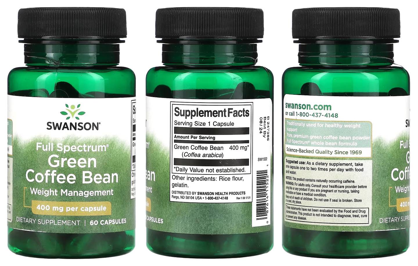 Swanson, Full Spectrum Green Coffee Bean packaging