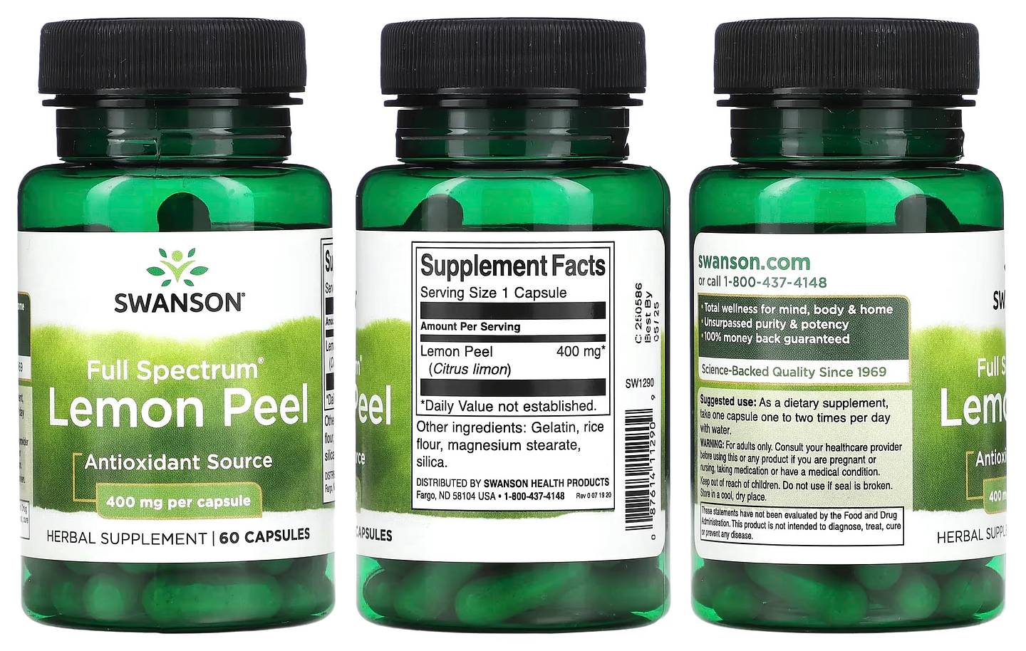 Swanson, Full Spectrum Lemon Peel packaging