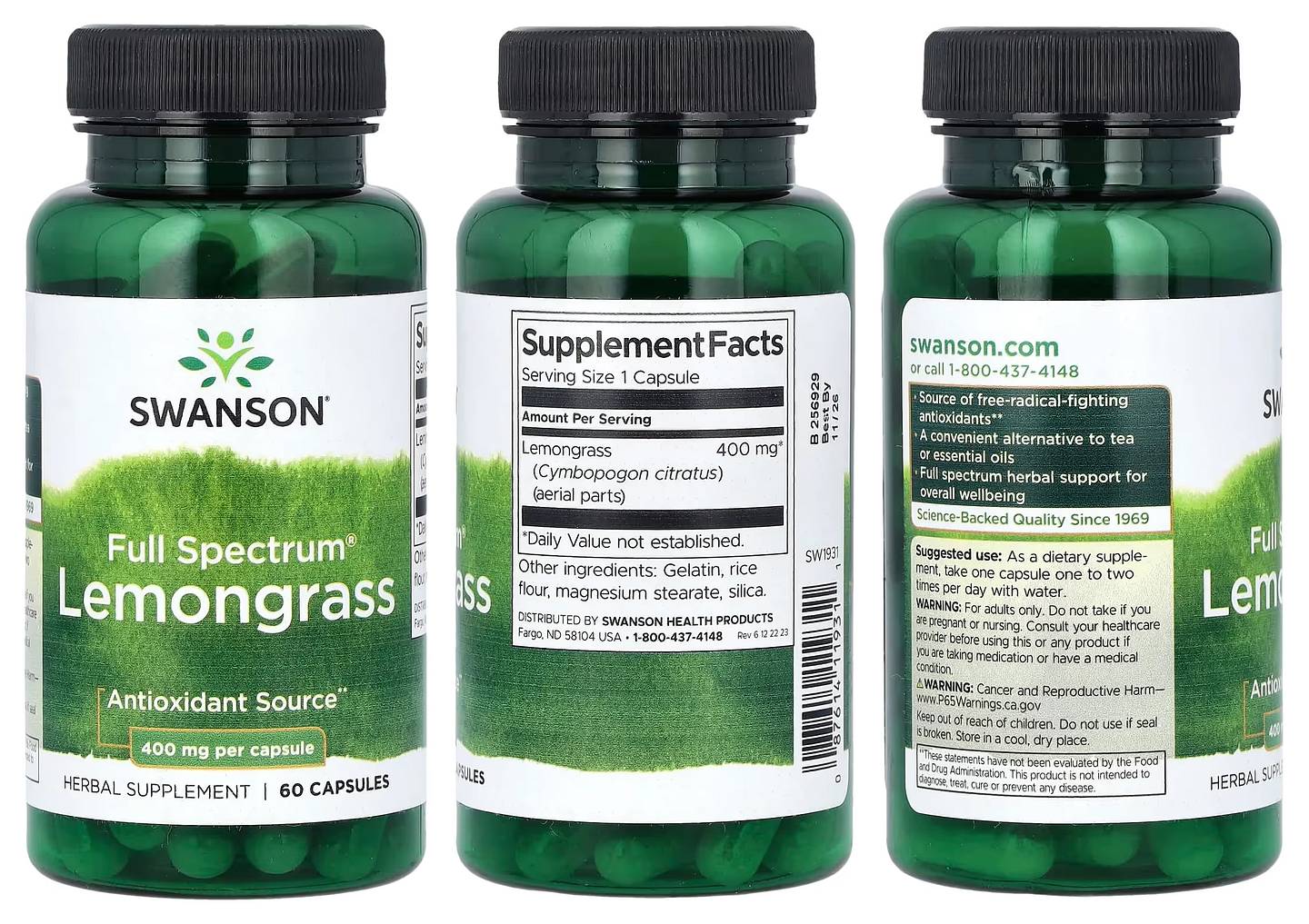 Swanson, Full Spectrum Lemongrass packaging