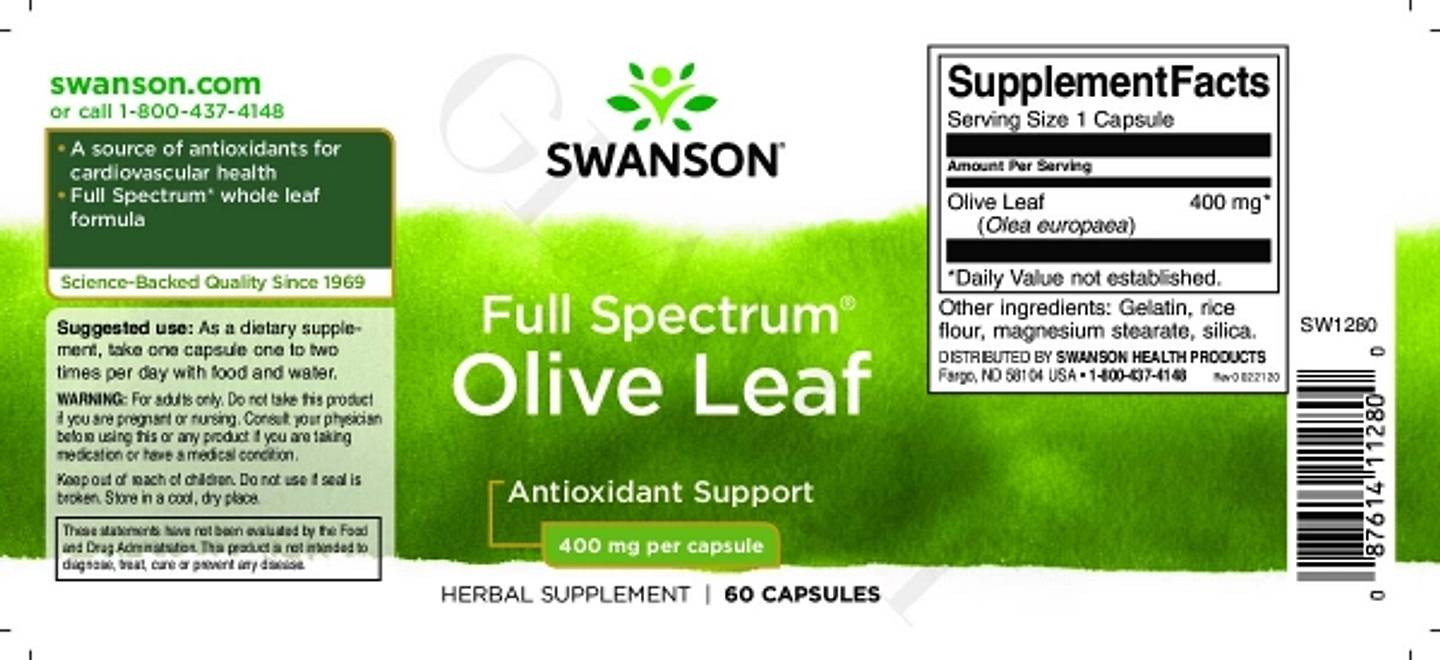 Swanson, Full Spectrum Olive Leaf label