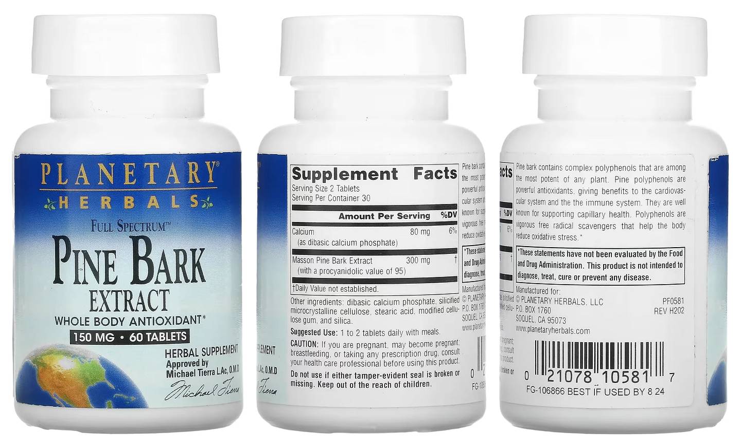 Planetary Herbals, Full Spectrum Pine Bark Extract packaging