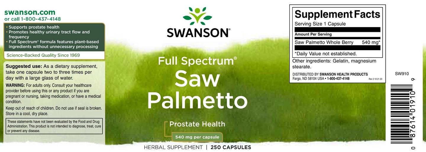 Swanson, Full Spectrum Saw Palmetto label