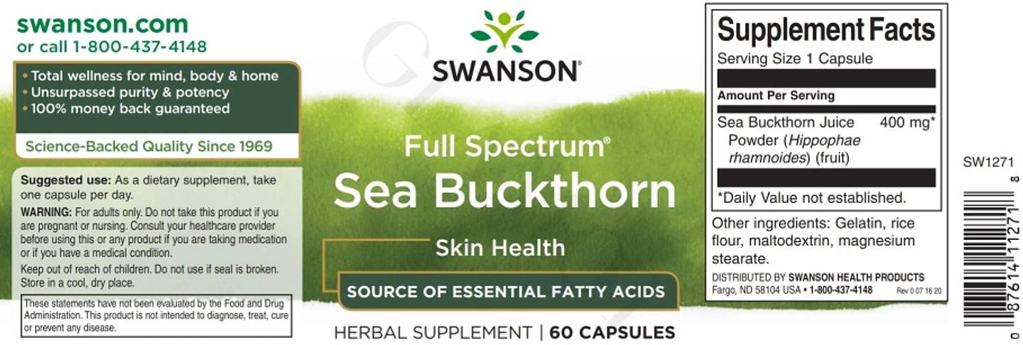 Swanson, Full Spectrum Sea Buckthorn label