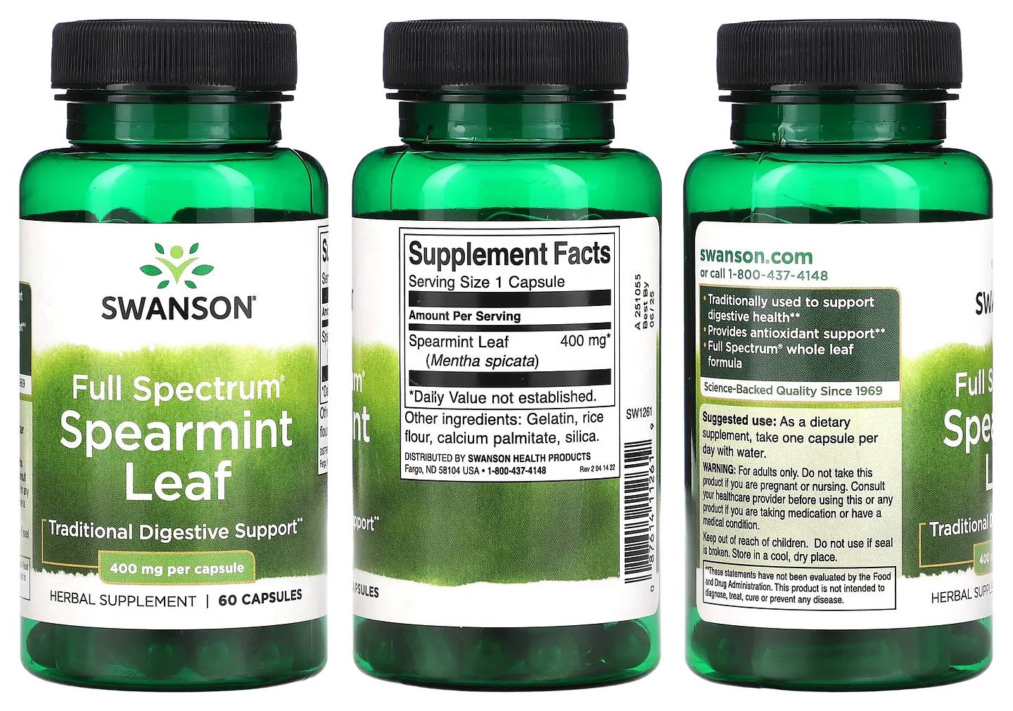 Swanson, Full Spectrum Spearmint Leaf packaging