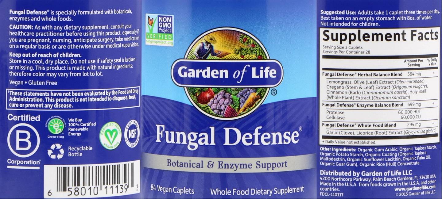 Garden of Life, Fungal Defense label