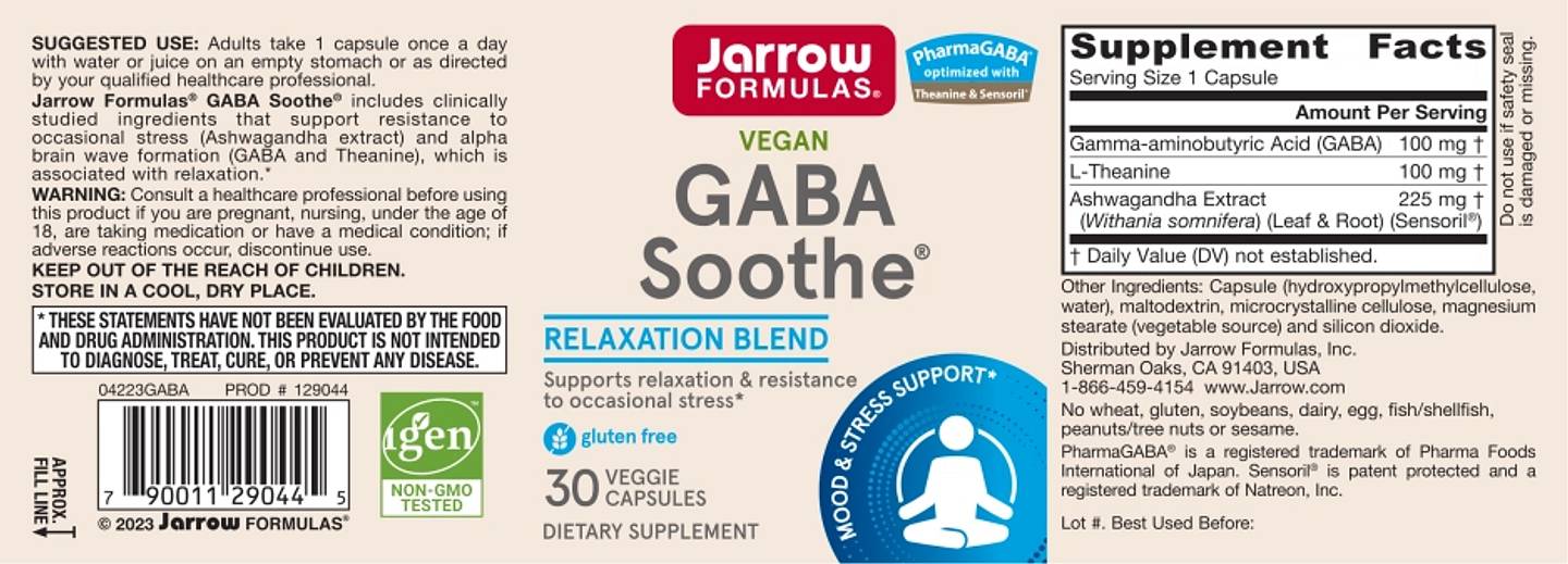 Jarrow Formulas, GABA Soothe label