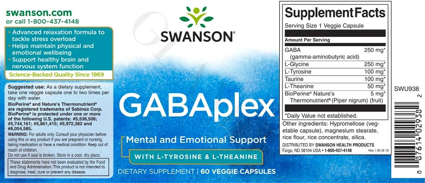 Swanson, GABAplex with L-Tyrosine & L-Theanine label