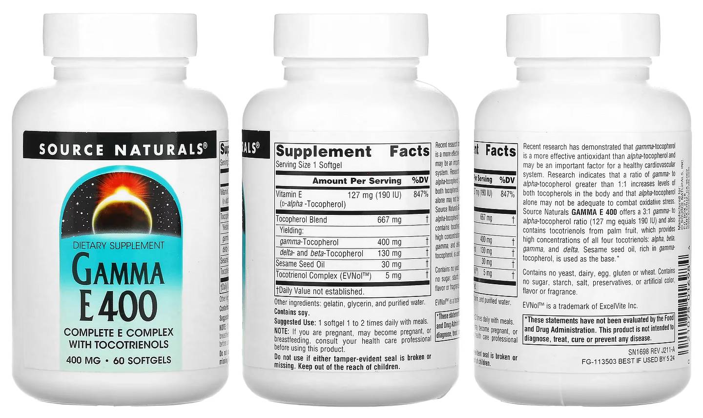 Source Naturals, Gamma E 400 packaging