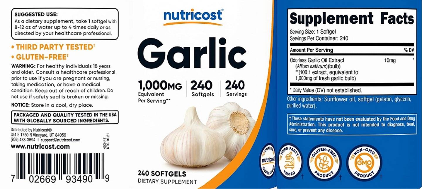 Nutricost, Garlic label