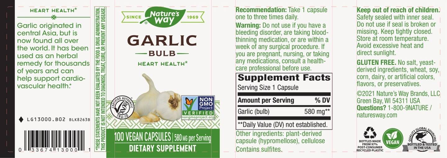 Nature's Way, Garlic Bulb label