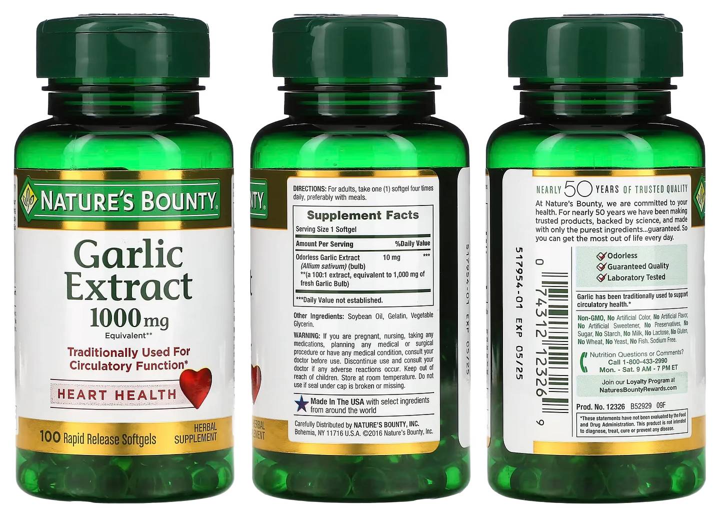 Nature's Bounty, Garlic Extract packaging