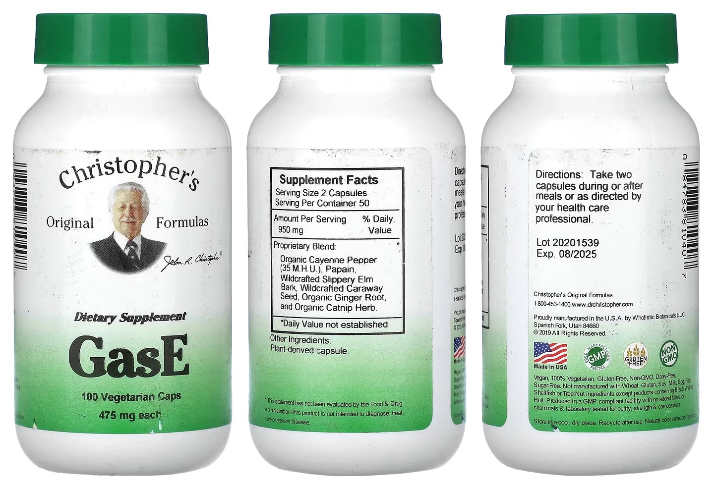 Dr. Christopher's, GasE packaging