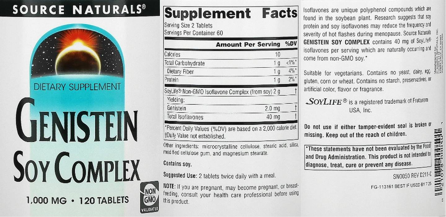 Source Naturals, Genistein Soy Complex label