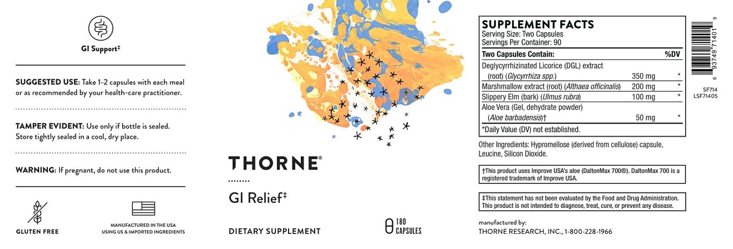 Thorne, GI-Relief label