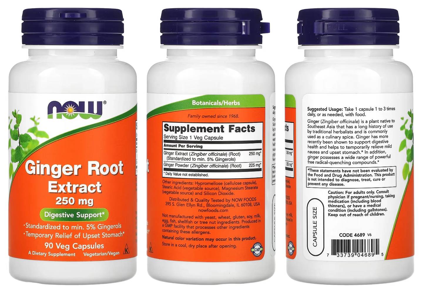 NOW Foods, Ginger Root Extract packaging