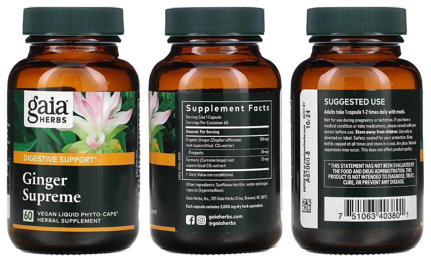 Gaia Herbs, Ginger Supreme packaging