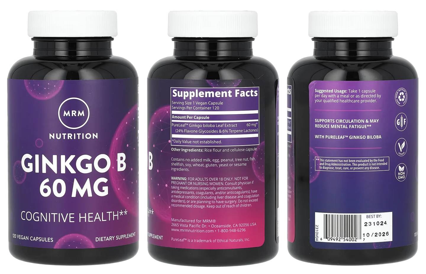 MRM Nutrition, Ginkgo B packaging