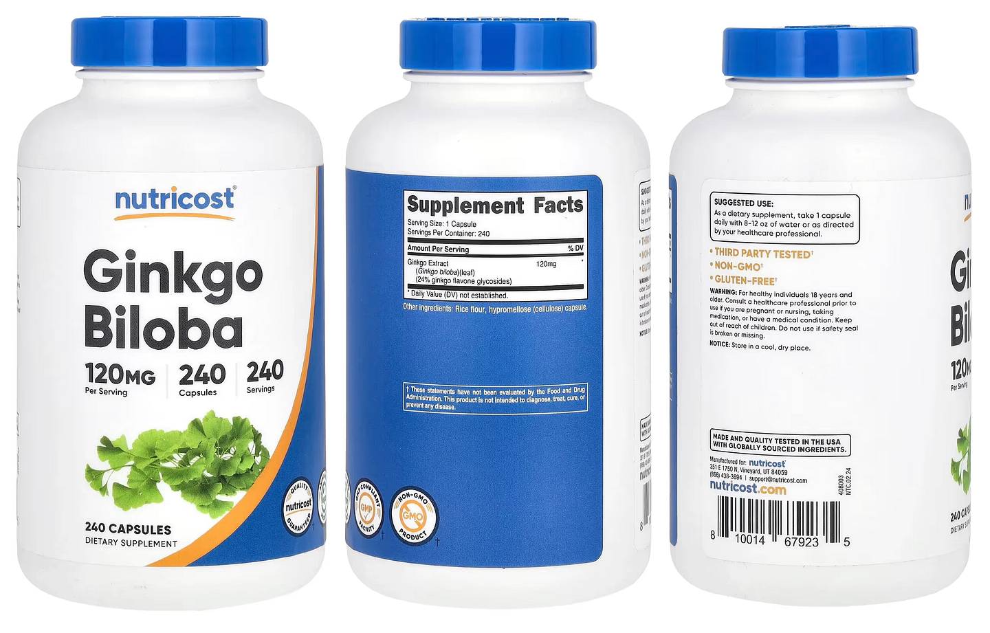 Nutricost, Ginkgo Biloba packaging