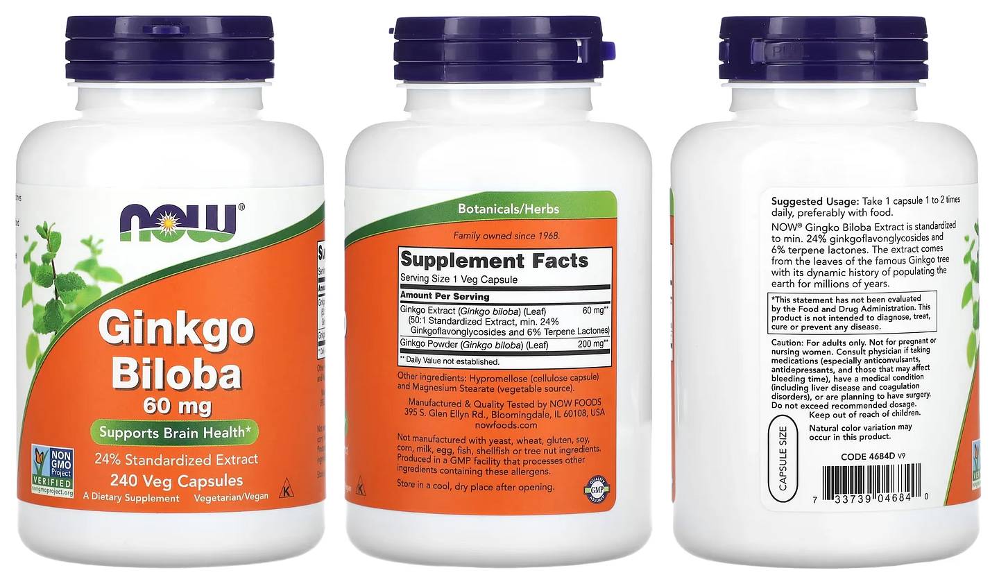 NOW Foods, Ginkgo Biloba packaging