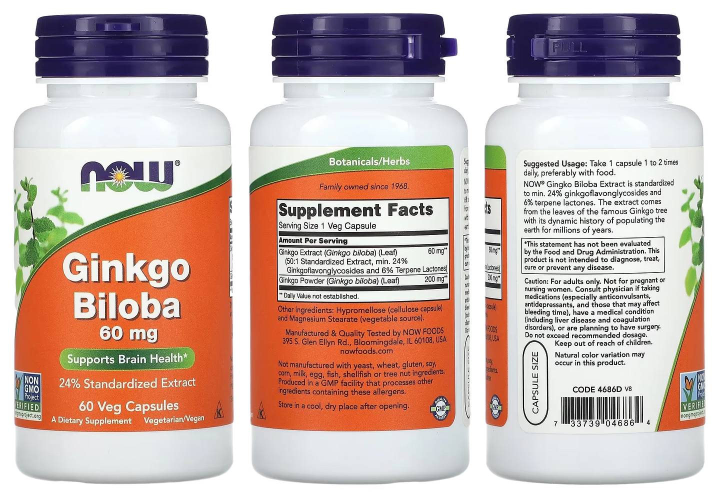 NOW Foods, Ginkgo Biloba packaging