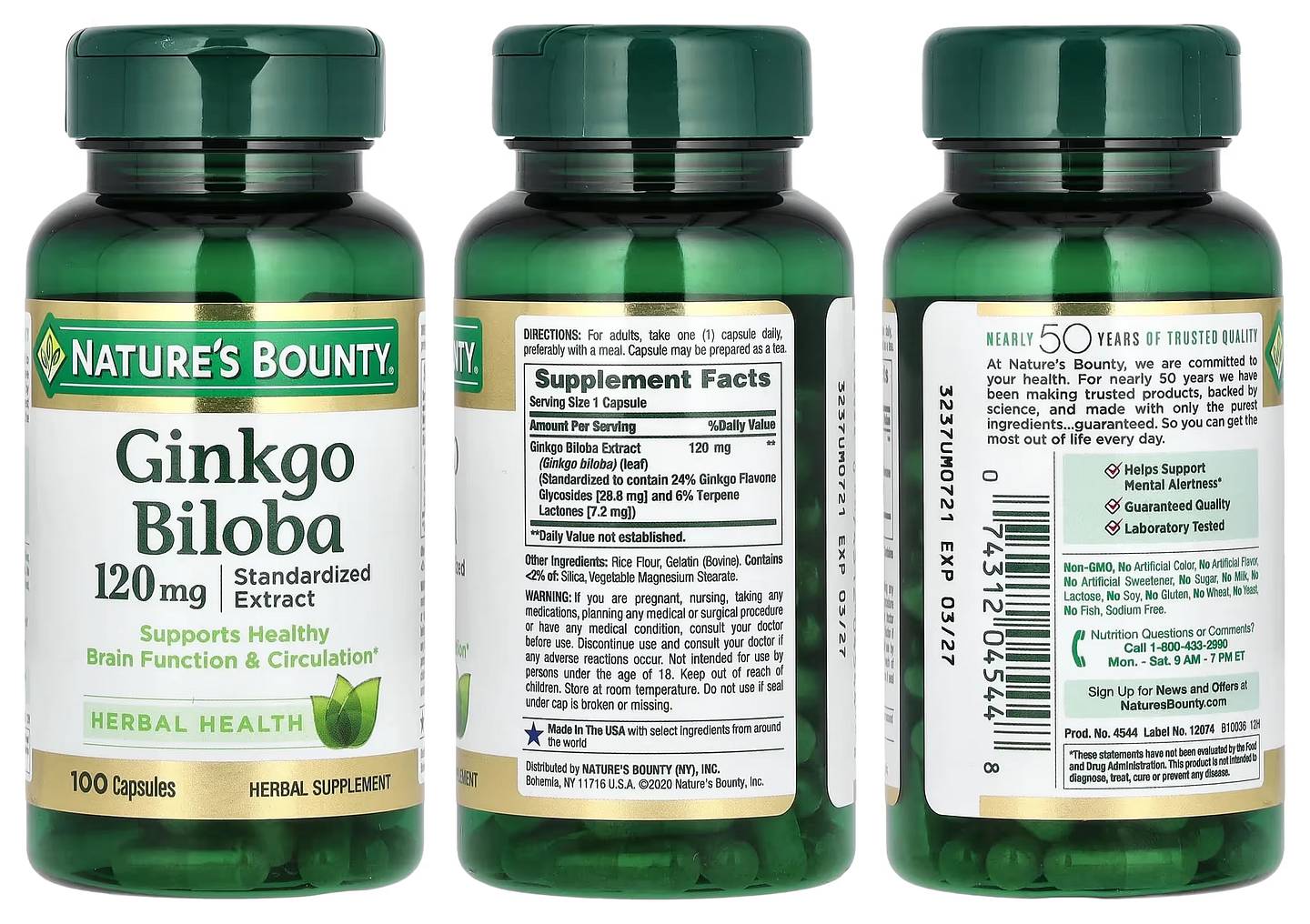 Nature's Bounty, Ginkgo Biloba packaging