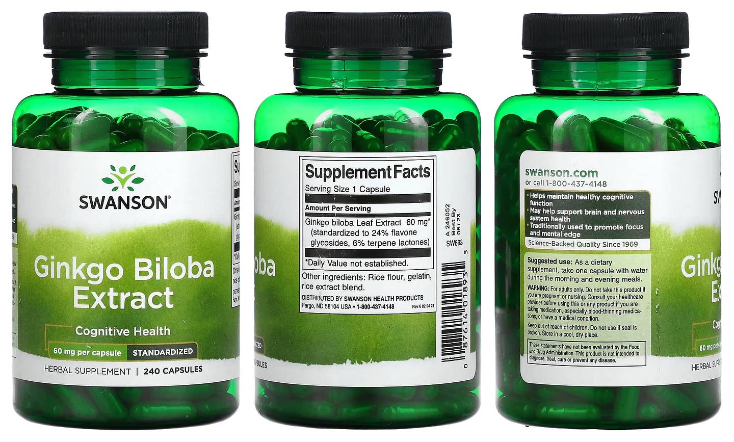 Swanson, Ginkgo Biloba Extract packaging