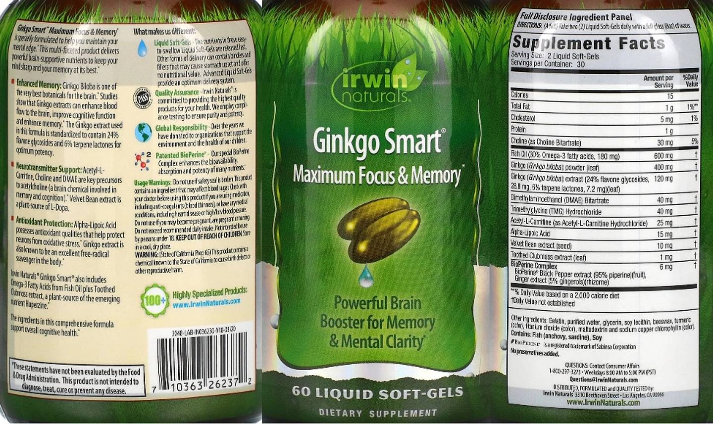 Irwin Naturals, Ginkgo Smart label