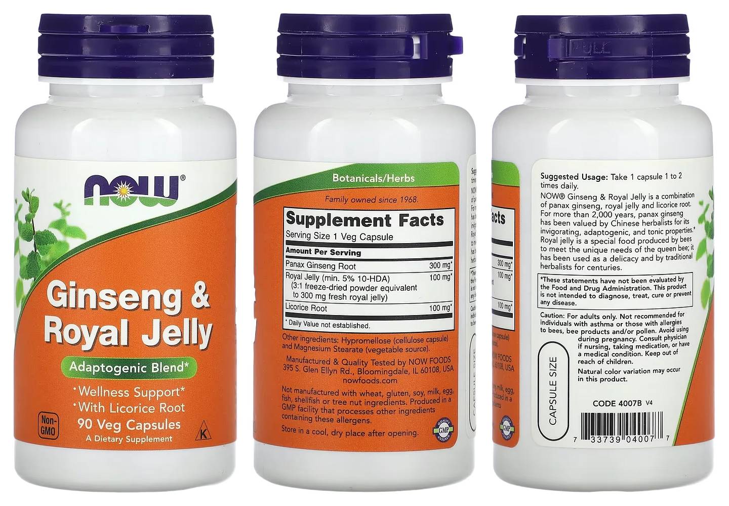 NOW Foods, Ginseng & Royal Jelly packaging