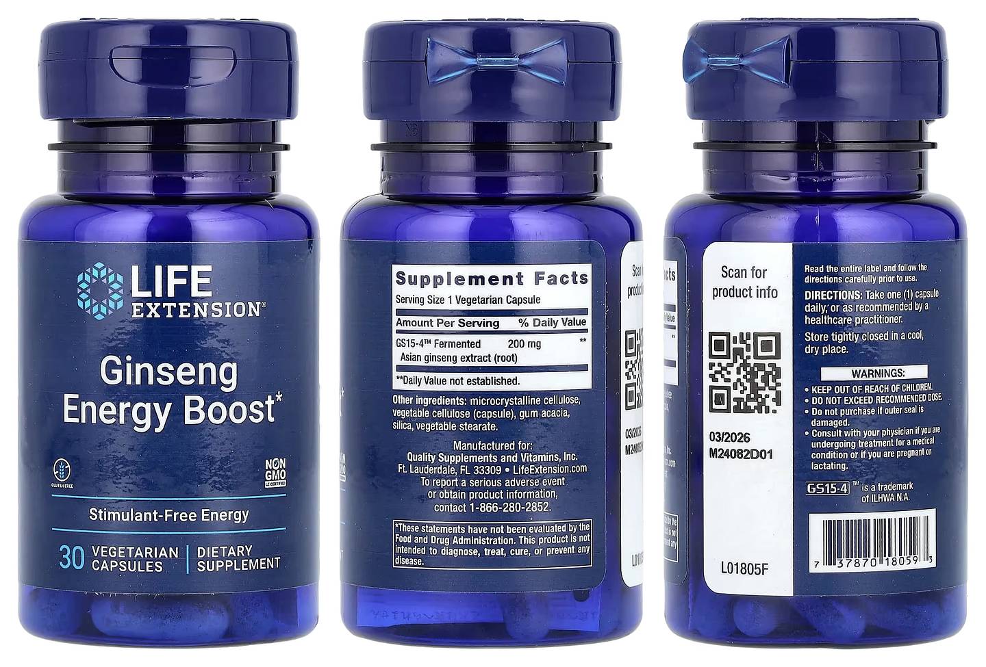 Life Extension, Ginseng Energy Boost packaging