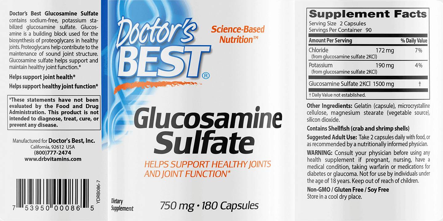 Doctor's Best, Glucosamine label