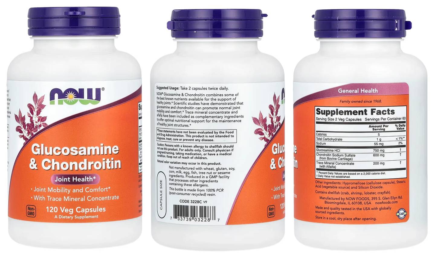 NOW Foods, Glucosamine & Chondroitin packaging