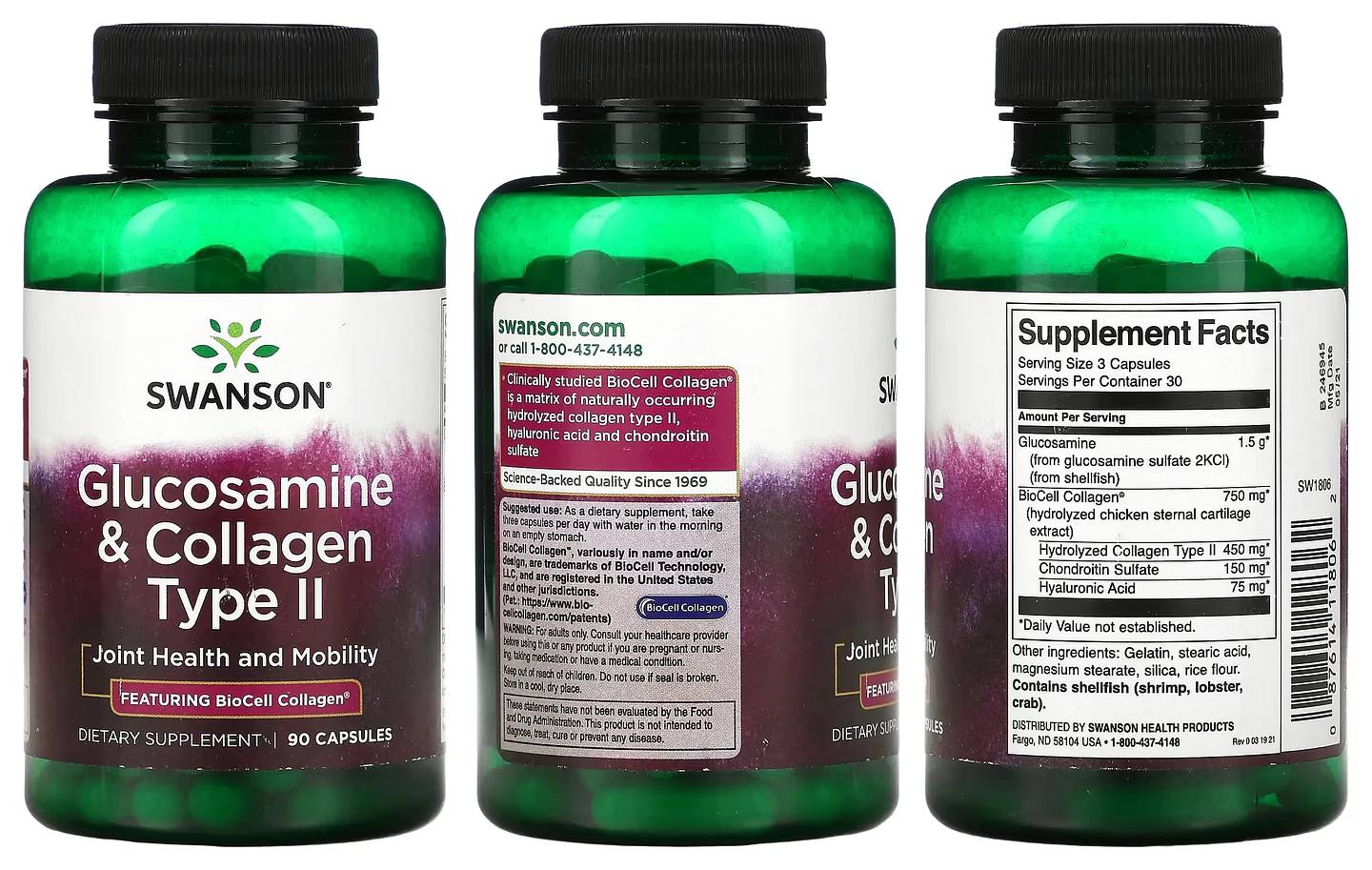 Swanson, Glucosamine & Collagen Type II packaging