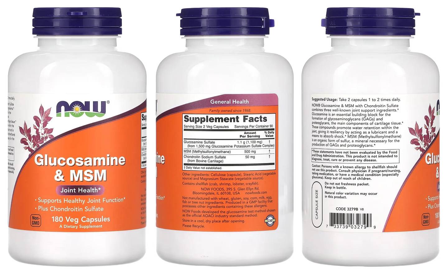 NOW Foods, Glucosamine & MSM packaging