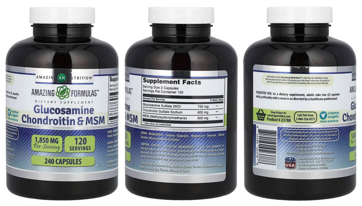 Amazing Nutrition, Glucosamine Chondroitin & MSM packaging