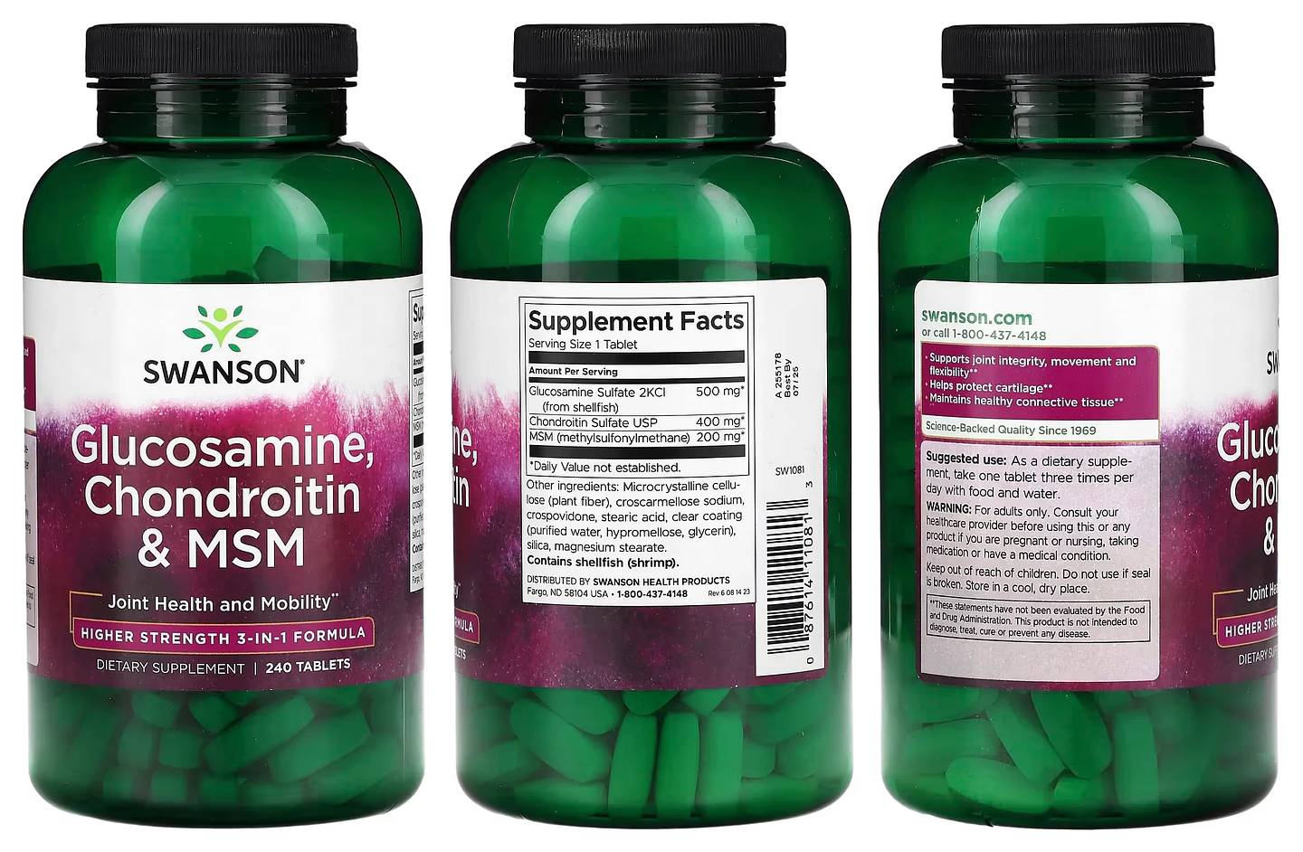 Swanson, Glucosamine, Chondroitin & MSM packaging