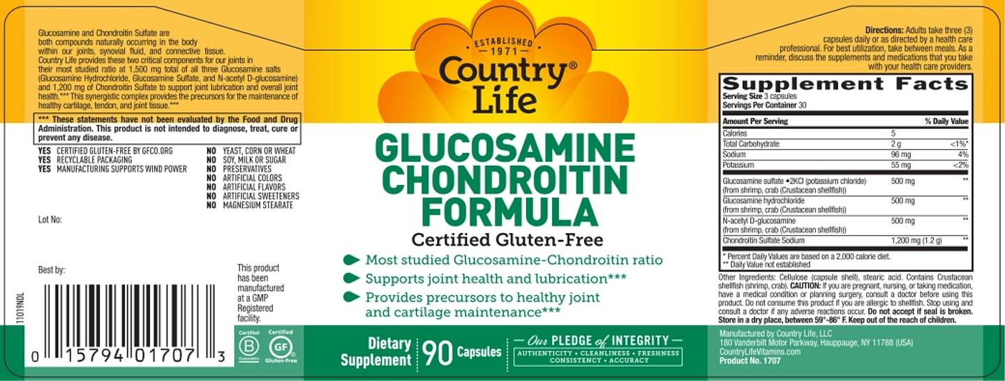 Country Life, Glucosamine Chondroitin Formula label