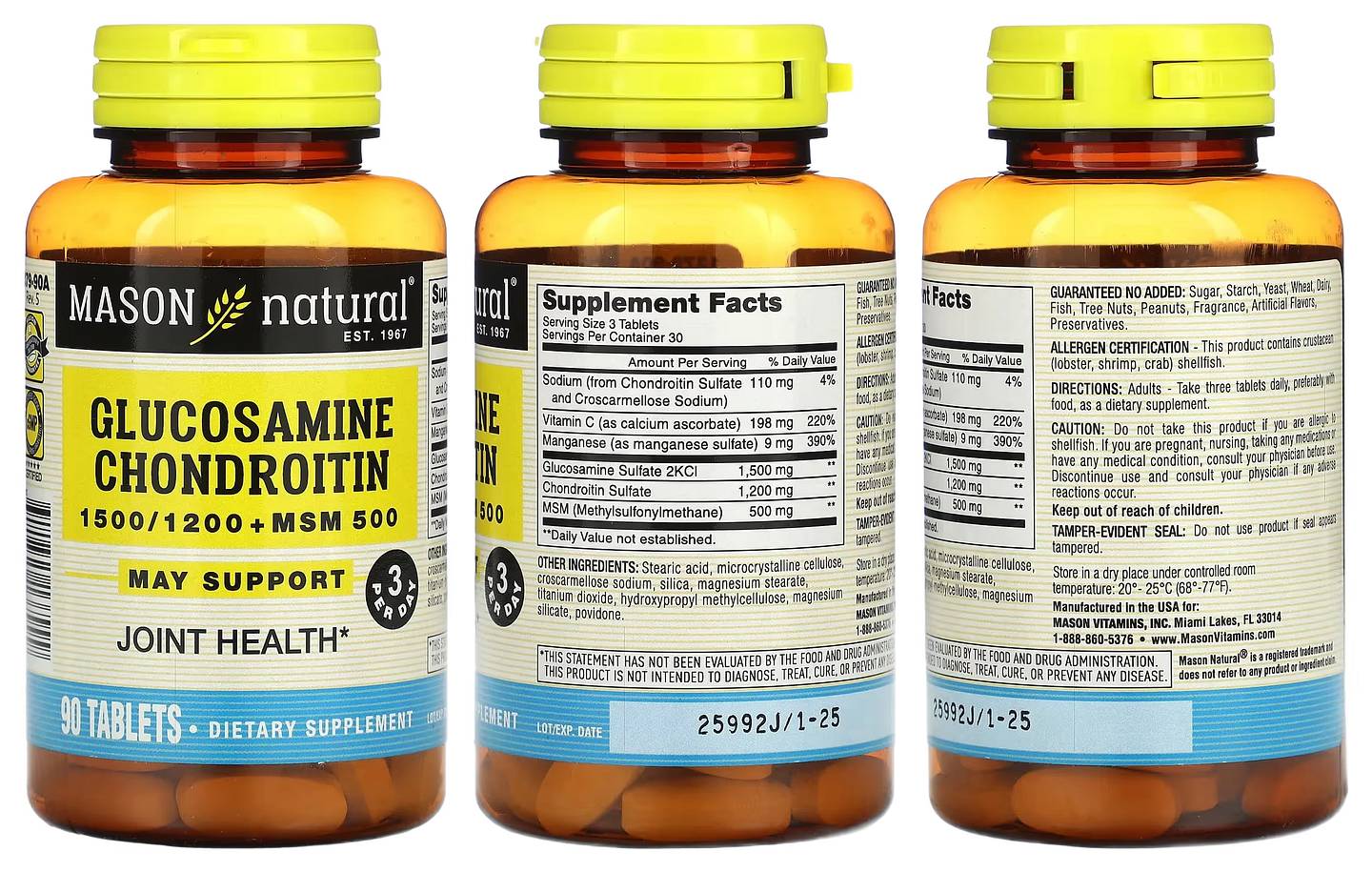 Mason Natural, Glucosamine Chondroitin + MSM packaging