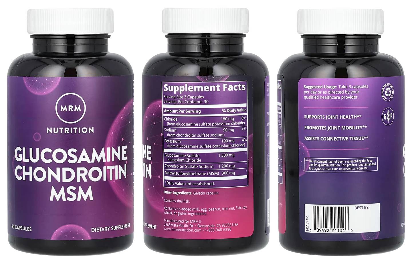 MRM Nutrition, Glucosamine Chondroitin MSM packaging