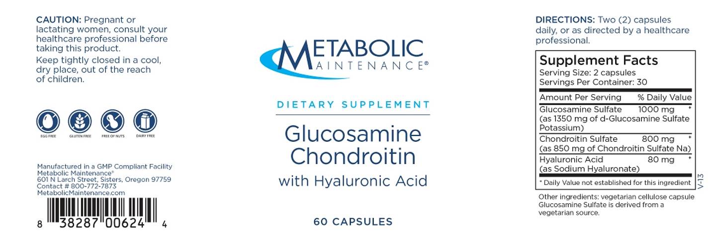 Metabolic Maintenance, Glucosamine Chondroitin with Hyaluronic Acid label