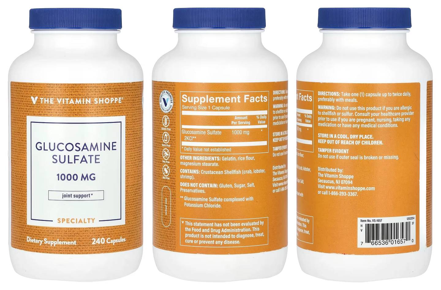 The Vitamin Shoppe, Glucosamine Sulfate packaging