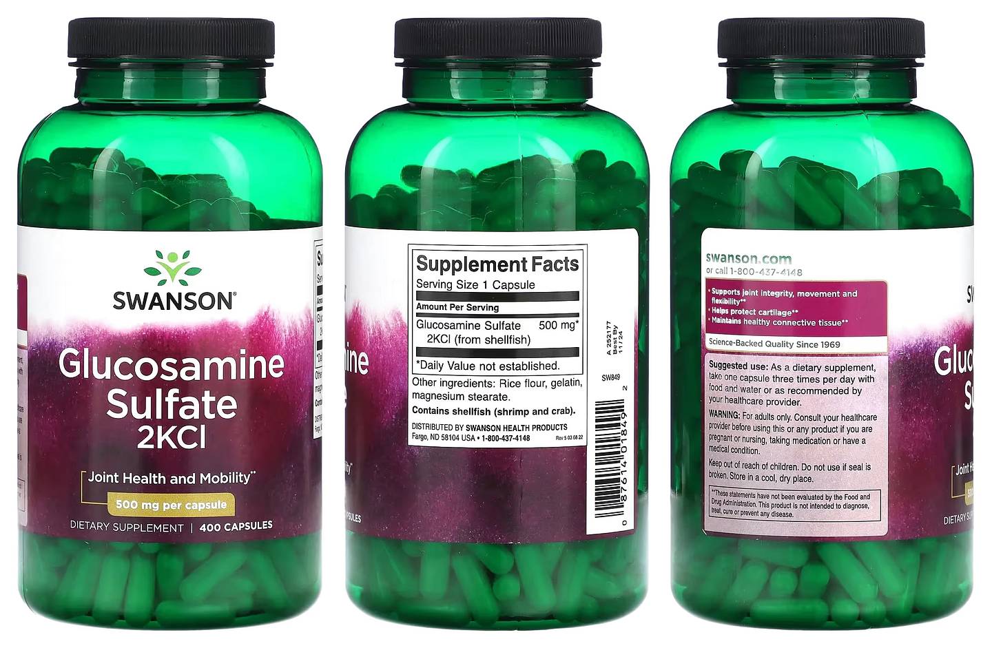 Swanson, Glucosamine Sulfate 2KCI packaging