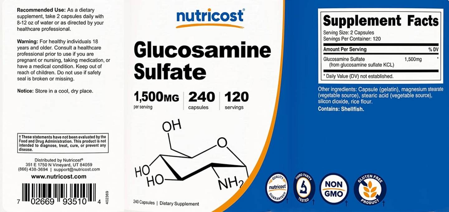 Nutricost, Glucosamine Sulfate label