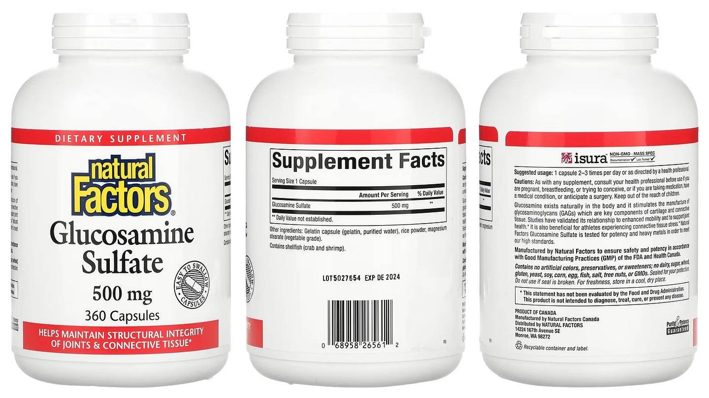 Natural Factors, Glucosamine Sulfate packaging