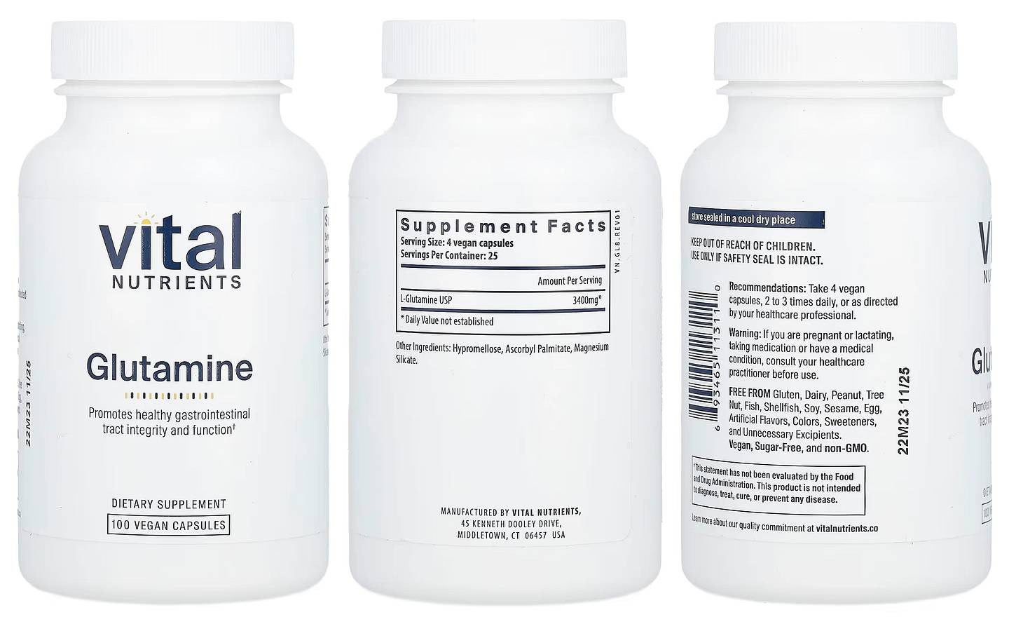 Vital Nutrients, Glutamine packaging