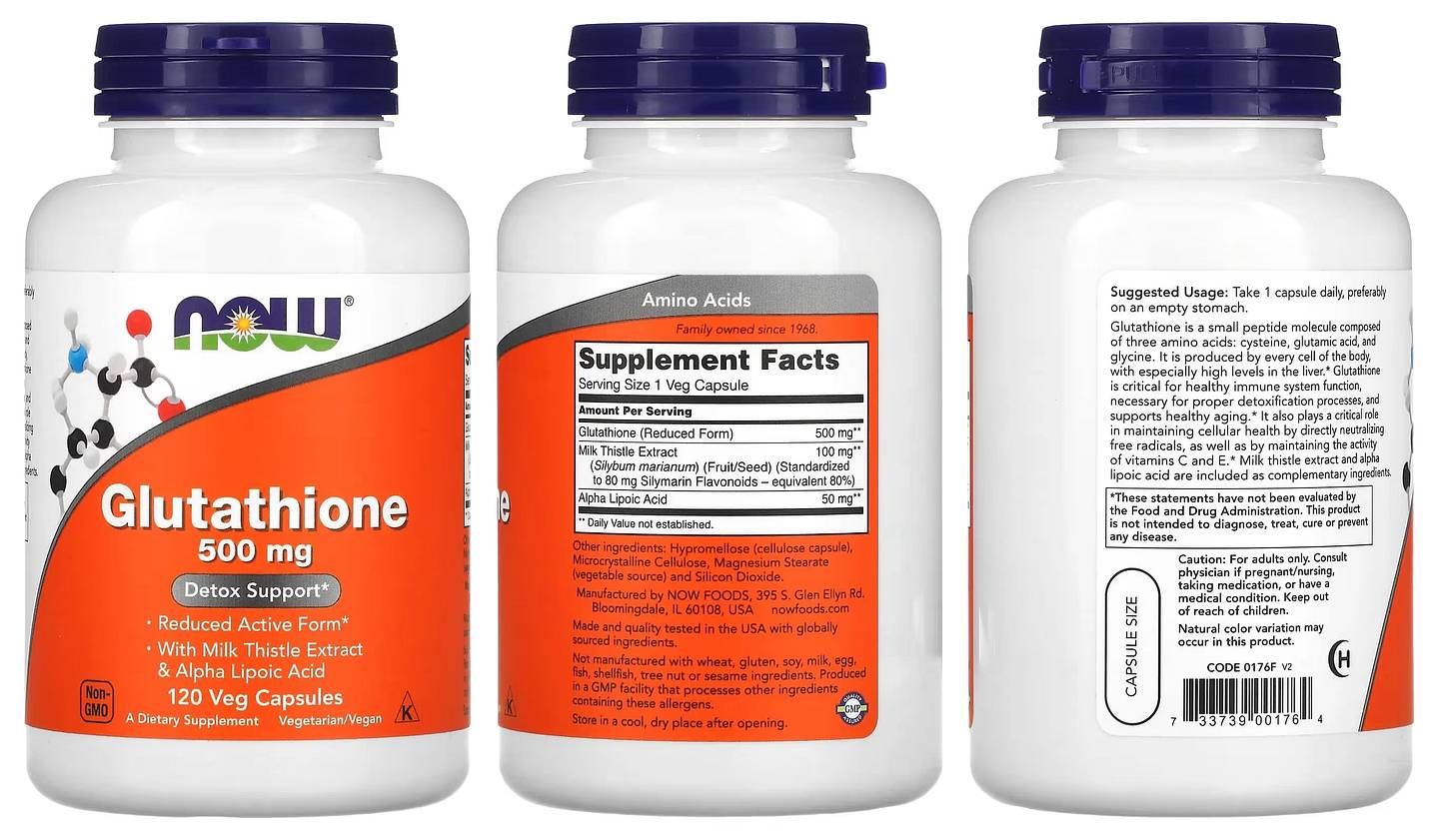 NOW Foods, Glutathione, 500 mg packaging