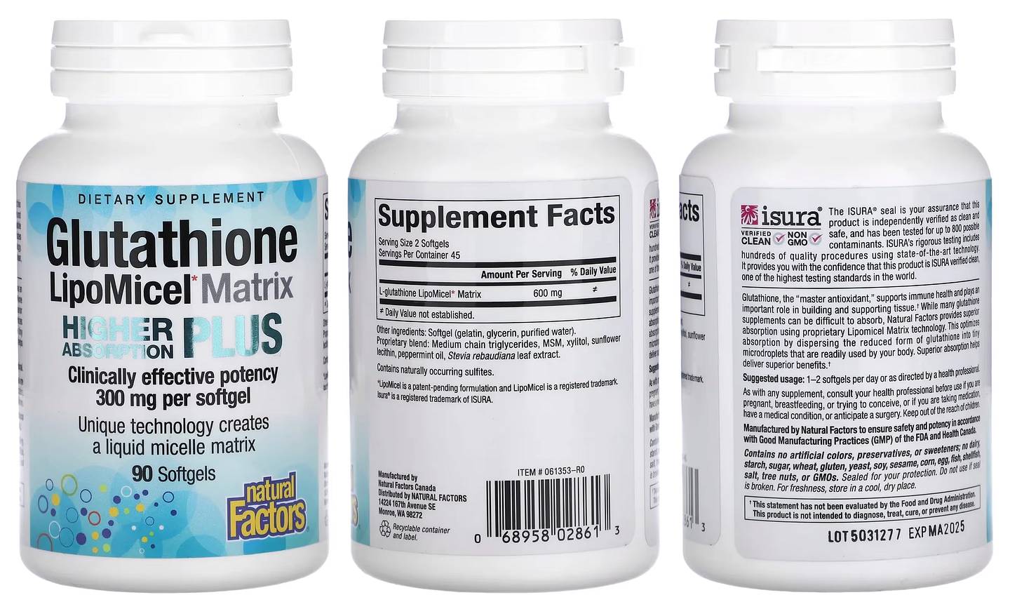 Natural Factors, Glutathione LipoMicel Matrix packaging