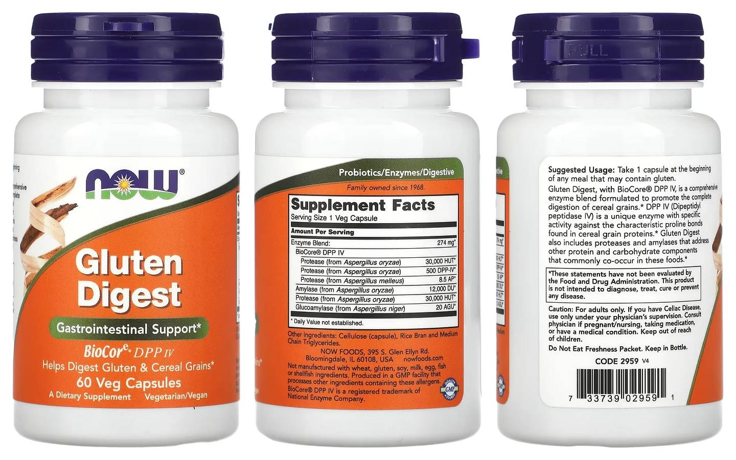 NOW Foods, Gluten Digest packaging